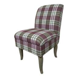 Bedroom Chair On Weathered Oak - Shaped Solid Wood Legs Kintyre Heather Tartan Fabric - thumbnail 2