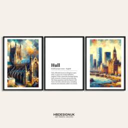 Hull Poster Prints - Set Of 3 Posters - Watercolour Wall Art Decor Travel UK Hanging Artwork Gift Kingston Upon - thumbnail 1