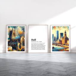 Hull Poster Prints - Set Of 3 Posters - Watercolour Wall Art Decor Travel UK Hanging Artwork Gift Kingston Upon - thumbnail 2