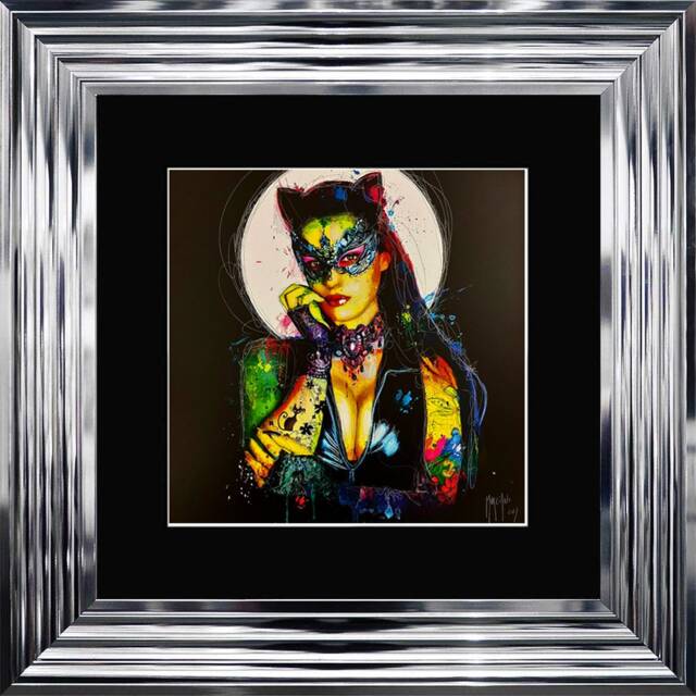Patrice Murciano Wall Art - Lady Cat Framed Print With Border - 55cm X 55cm Choice Of Frame Colour - image 1