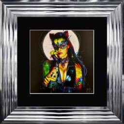 Patrice Murciano Wall Art - Lady Cat Framed Print With Border - 55cm X 55cm Choice Of Frame Colour - thumbnail 1