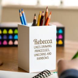 Personalised Children's Pencil Holder Engraved Wooden Pen Pot - Lc138