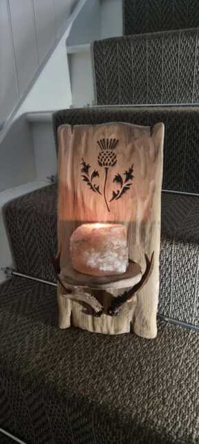 Handmade - Single Solid Oak Candle Sconce With Real Roe Deer Antlers & Thistle Cut Out Detail . Holder Not Included - image 1