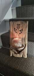 Handmade - Single Solid Oak Candle Sconce With Real Roe Deer Antlers & Thistle Cut Out Detail . Holder Not Included