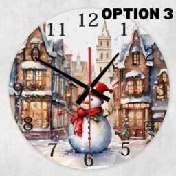Snowman Winter Town Glass Clock - Christmas Holiday Decor - thumbnail 3