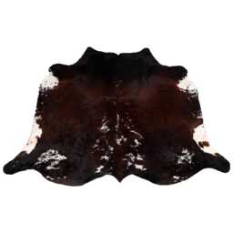 Brown & White Cowhide Rug Extra Large Hair-On Leather Accent - 68x65 Inches - thumbnail 1