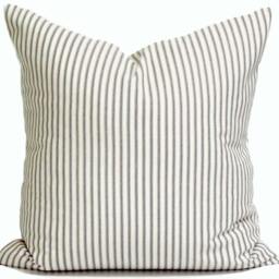 "Ticking Pillow Cover Sale, Charcoal Covers, Gray Covers For 12x16"" Or 12x18"" 12x20" - thumbnail 3