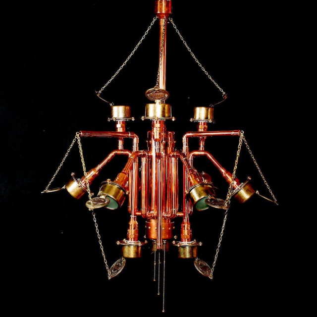 Unique Industrial Steampunk Style Handmade Copper/Bronze Chandelier - image 1