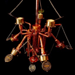 Unique Industrial Steampunk Style Handmade Copper/Bronze Chandelier - thumbnail 3