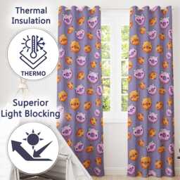 Cute Kawaii Donut Pumpkin Lollipop Pattern Purple Gradient Readymade Eyelet Ring Top Thermal 100% Blackout Curtains - thumbnail 3