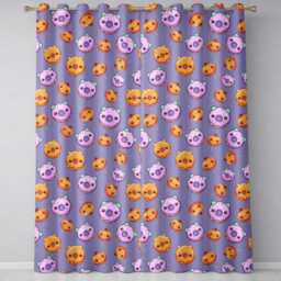 Cute Kawaii Donut Pumpkin Lollipop Pattern Purple Gradient Readymade Eyelet Ring Top Thermal 100% Blackout Curtains - thumbnail 2