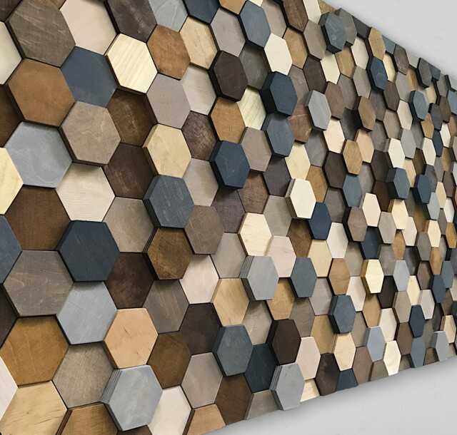 Handmade Wooden Hexagon Wall Art - Honeycomb Mosaic Decor - image 1