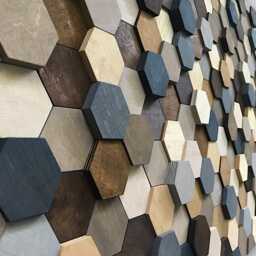 Handmade Wooden Hexagon Wall Art - Honeycomb Mosaic Decor - thumbnail 2