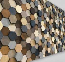 Handmade Wooden Hexagon Wall Art - Honeycomb Mosaic Decor