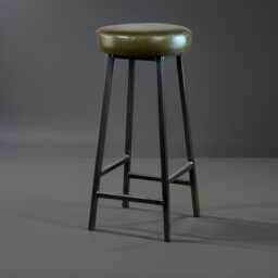 Handmade Leather Bar Stool Industrial Style, Custom Height, Steel Frame - thumbnail 3