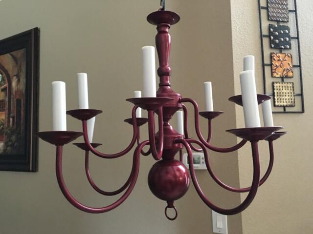 Dark Red Metalic 10 Light Chandelier - image 1