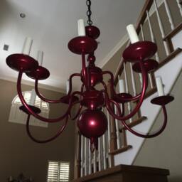 Dark Red Metalic 10 Light Chandelier - thumbnail 3