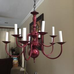 Dark Red Metalic 10 Light Chandelier - thumbnail 2