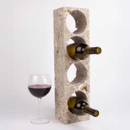 Handmade Travertine Wine Bottle Holder Desert Grey Stone Rack - thumbnail 1