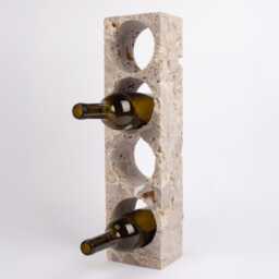 Handmade Travertine Wine Bottle Holder Desert Grey Stone Rack - thumbnail 2