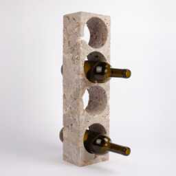 Handmade Travertine Wine Bottle Holder Desert Grey Stone Rack - thumbnail 4