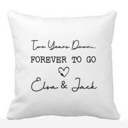 "Celebrate 2 Years Of Marriage. Two Down, Forever To Go Heart With Names. Perfect 2nd ""Cotton" - thumbnail 2