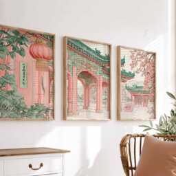 Chinese Lanterns in Beijing, Set Of 3 Prints, Poster Set, Art, Beijing Wall Oriental Home Decor, Gift Idea - thumbnail 3