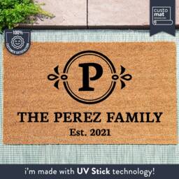 Monogram Doormat - Welcome Mat Custom Wedding Closing Housewarming Gift Family Name Est Date - thumbnail 1