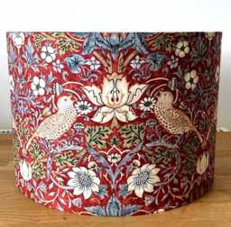 Vintage-Inspired Strawberry Thief Lampshade in Red - thumbnail 1