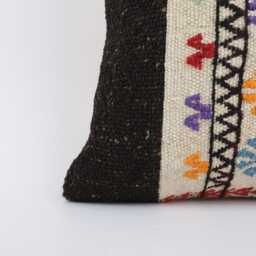 Vintage Turkish Kilim Pillow Cover Handwoven Wool Throw - 16x16 - thumbnail 2