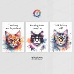 Funny Cat Office Prints - Set Of 3 Posters - Cats Quotes Decor Work From Home Wall Art Wfh Gifts Coworker Workplace Pictures - thumbnail 2