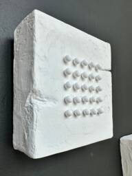 Sculptural Dot Wall Object Funny Dots - White Base, Hand-Sculpted Plaster, 12 Colors, Wabi Sabi - thumbnail 1