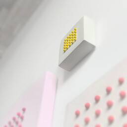 Sculptural Dot Wall Object Funny Dots - White Base, Hand-Sculpted Plaster, 12 Colors, Wabi Sabi - thumbnail 2