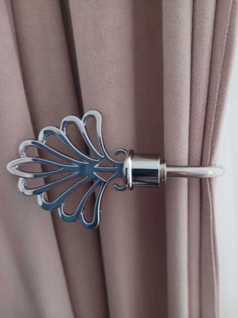 Shiny Silver Metal Curtain Holdback - 150mm Drapery Tieback Holder Flower Hook Boho Decor Farmhouse Interior Luxury - Set Of 1 4 - image 1