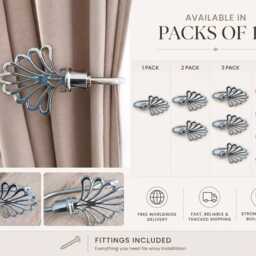 Shiny Silver Metal Curtain Holdback - 150mm Drapery Tieback Holder Flower Hook Boho Decor Farmhouse Interior Luxury - Set Of 1 4 - thumbnail 2
