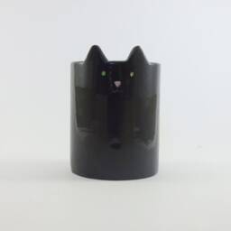 Black Kitty Planter, Ceramic Cat, Pen Holder Or Plant Pot For Cactus, Cat Planter - thumbnail 2