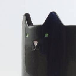 Black Kitty Planter, Ceramic Cat, Pen Holder Or Plant Pot For Cactus, Cat Planter - thumbnail 3
