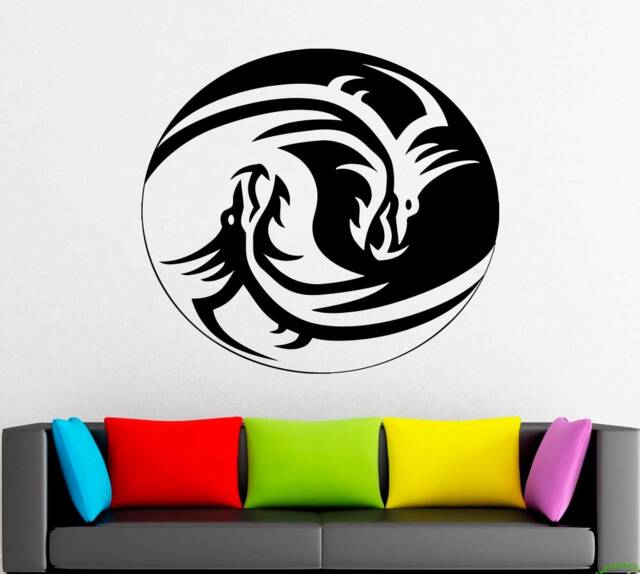 Yin Yang Dragon Wall Decal Taoism Vinyl Sticker 2040 - image 1