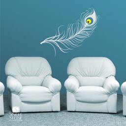 Peacock Feather Wall Decal - Vinyl Art Stickers Custom Home Decor - thumbnail 1