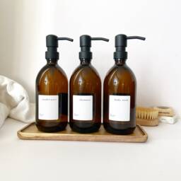 New Amber Glass Refillable Bottle 500Ml Sustainable Labelled Bottle, Soap Dispenser - thumbnail 3