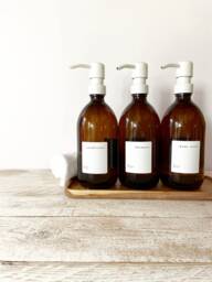 New Amber Glass Refillable Bottle 500Ml Sustainable Labelled Bottle, Soap Dispenser