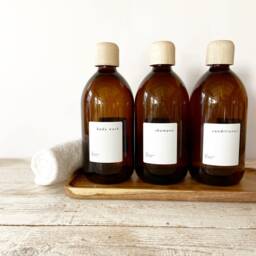 New Amber Glass Refillable Bottle 500Ml Sustainable Labelled Bottle, Soap Dispenser - thumbnail 2