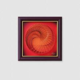Elegant Red Geometric String Art Set Of 3 - Modern Framed Wall Decor - thumbnail 3