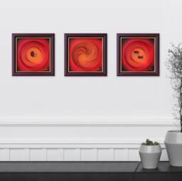 Elegant Red Geometric String Art Set Of 3 - Modern Framed Wall Decor - thumbnail 1