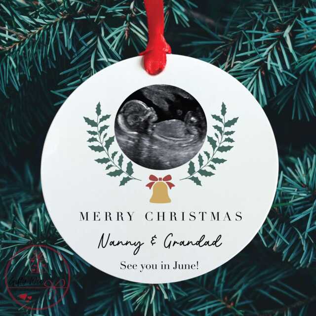 Personalised Pregnancy Announcement Baby Scan Bauble For Grandparents - Christmas Gift From Bump For Nanny Grandad Reveal - image 1