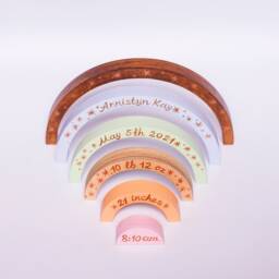 Custom Gift For Mom - Neutral Both Gender Baby Shower Gifts Personalized Wooden Rainbow Custom Name Stacking Toy Mother Day - thumbnail 3