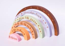 Custom Gift For Mom - Neutral Both Gender Baby Shower Gifts Personalized Wooden Rainbow Custom Name Stacking Toy Mother Day