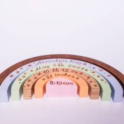 Custom Gift For Mom - Neutral Both Gender Baby Shower Gifts Personalized Wooden Rainbow Custom Name Stacking Toy Mother Day - thumbnail 2