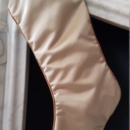 Luxury Christmas Stocking Fortuny Fabric Green & Gold Persepolis Pattern - Made in Italy - thumbnail 2