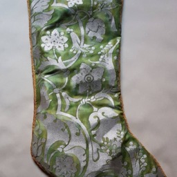 Luxury Christmas Stocking Fortuny Fabric Green & Gold Persepolis Pattern - Made in Italy - thumbnail 4
